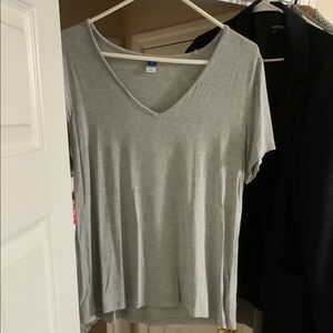 Gray V-Neck Women's Top